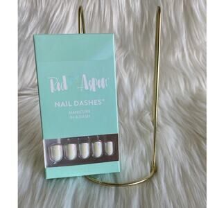 Red Aspen Nail Dashes- Pearls on Pearl (short, square nails)